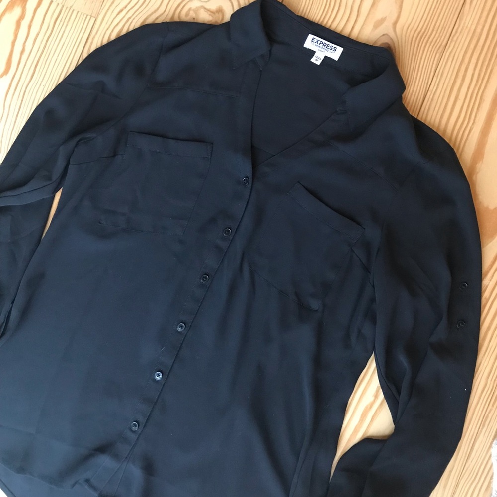 Black Express Portofino Shirt in Slim Fit Medium